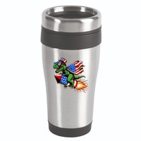 Patriotic T Rex Riding Firework 4th Of July 16oz Travel Tumbler