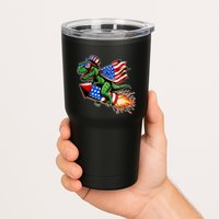 Patriotic T Rex Riding Firework 4th Of July Tumbler