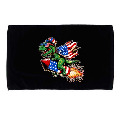 Patriotic T Rex Riding Firework 4th Of July Microfiber Hand Towel