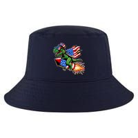 Patriotic T Rex Riding Firework 4th Of July Cool Comfort Performance Bucket Hat