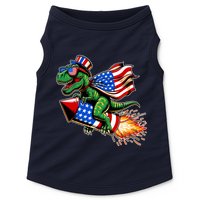 Patriotic T Rex Riding Firework 4th Of July Doggie Tank