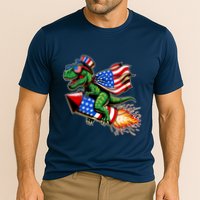 Patriotic T Rex Riding Firework 4th Of July Performance Shirt