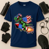 Patriotic T Rex Riding Firework 4th Of July Performance Shirt