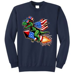 Patriotic T Rex Riding Firework 4th Of July Sweatshirt