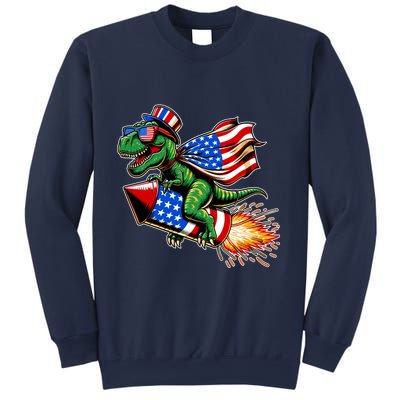 Patriotic T Rex Riding Firework 4th Of July Sweatshirt