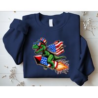 Patriotic T Rex Riding Firework 4th Of July Sweatshirt