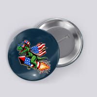Patriotic T Rex Riding Firework 4th Of July Button
