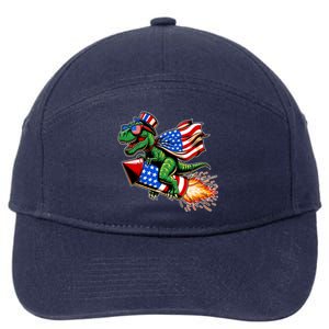 Patriotic T Rex Riding Firework 4th Of July 7-Panel Snapback Hat