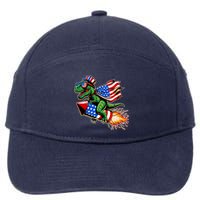 Patriotic T Rex Riding Firework 4th Of July 7-Panel Snapback Hat