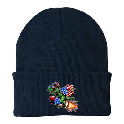 Patriotic T Rex Riding Firework 4th Of July Beanie