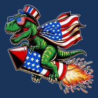 Patriotic T Rex Riding Firework 4th Of July Flatbill Hat