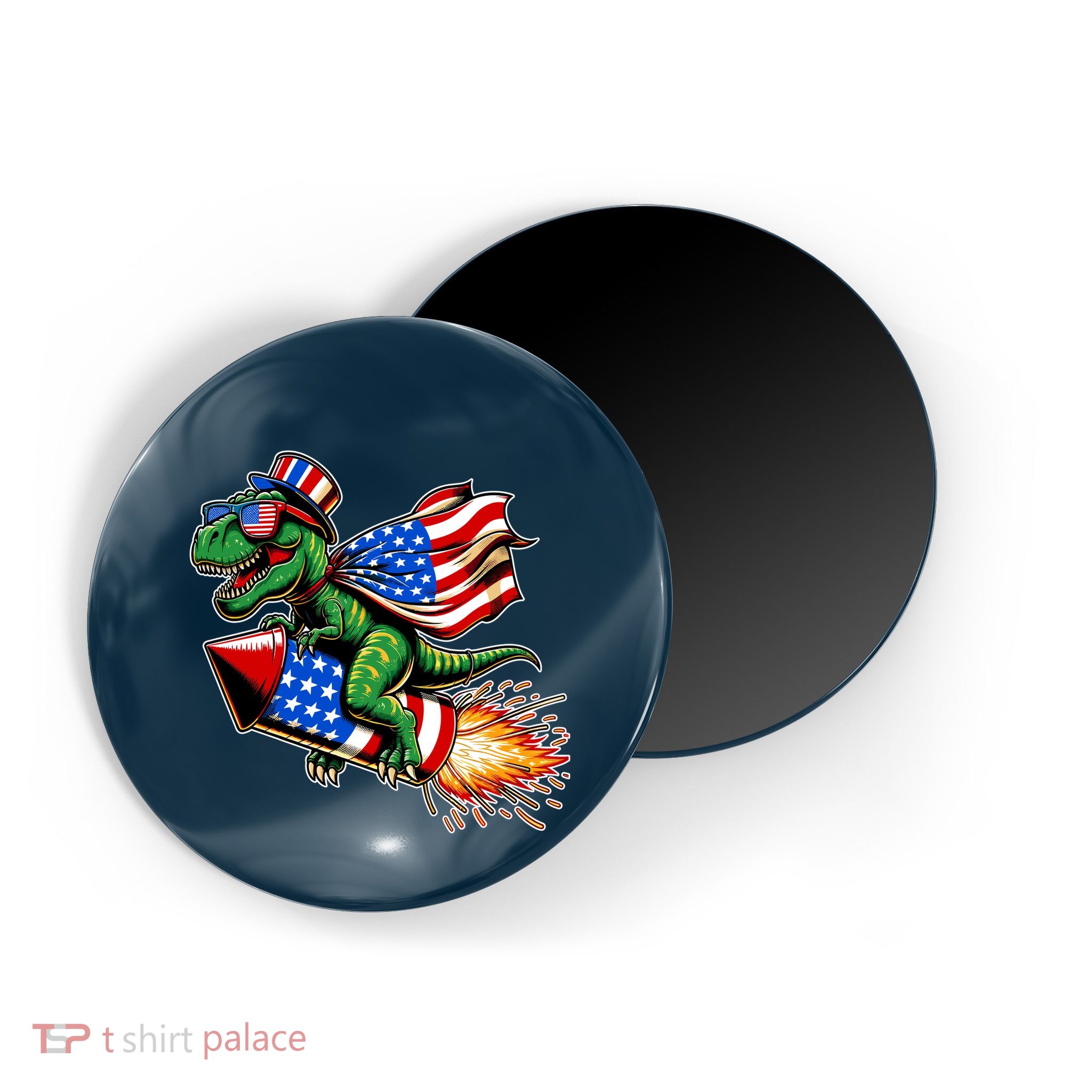 Patriotic T Rex Riding Firework 4th Of July Magnet