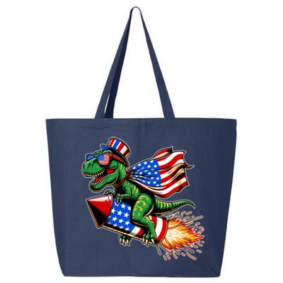 Patriotic T Rex Riding Firework 4th Of July 25L Jumbo Tote