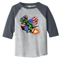 Patriotic T Rex Riding Firework 4th Of July Toddler Fine Jersey T-Shirt