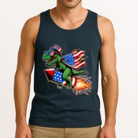 Patriotic T Rex Riding Firework 4th Of July Tank Top