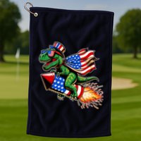 Patriotic T Rex Riding Firework 4th Of July Golf Towel