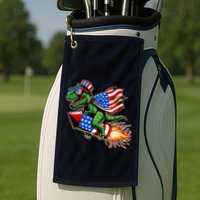 Patriotic T Rex Riding Firework 4th Of July Golf Towel