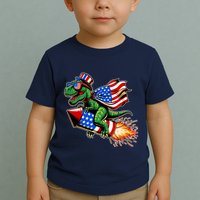 Patriotic T Rex Riding Firework 4th Of July Toddler T-Shirt