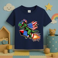 Patriotic T Rex Riding Firework 4th Of July Toddler T-Shirt