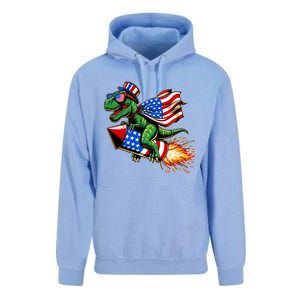 Patriotic T Rex Riding Firework 4th Of July Unisex Surf Hoodie