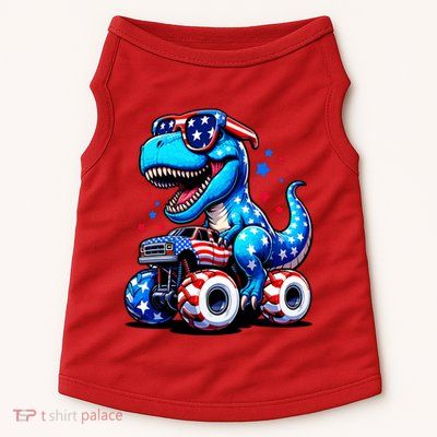 Patriotic T Rex Riding Monster Truck Doggie Tank