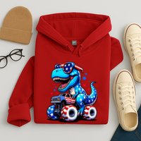 Patriotic T Rex Riding Monster Truck Hoodie