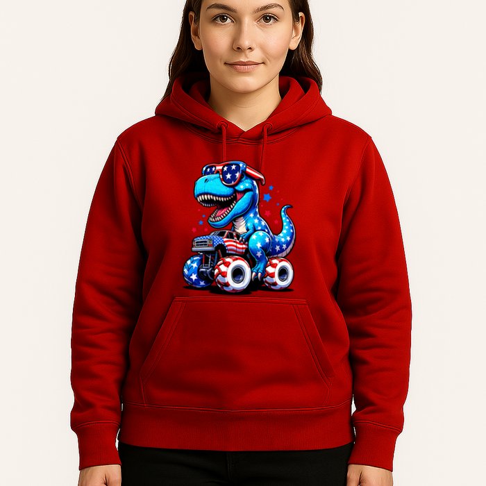 Patriotic T Rex Riding Monster Truck Hoodie