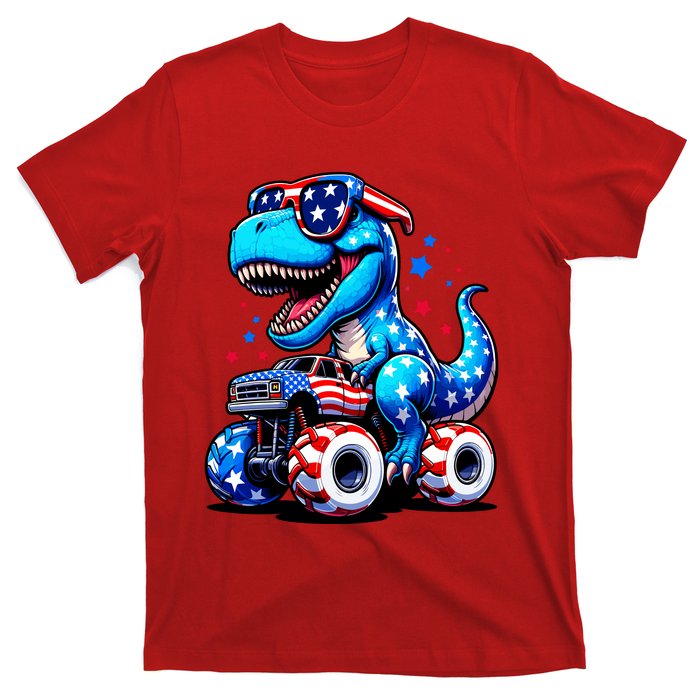 Patriotic T Rex Riding Monster Truck T-Shirt