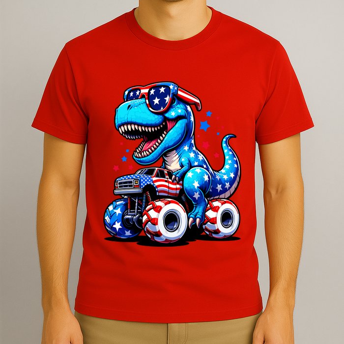 Patriotic T Rex Riding Monster Truck T-Shirt