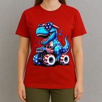 Patriotic T Rex Riding Monster Truck T-Shirt
