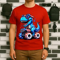 Patriotic T Rex Riding Monster Truck T-Shirt