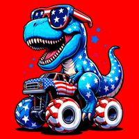 Patriotic T Rex Riding Monster Truck T-Shirt
