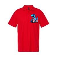 Patriotic T Rex Riding Monster Truck Softstyle Adult Sport Polo