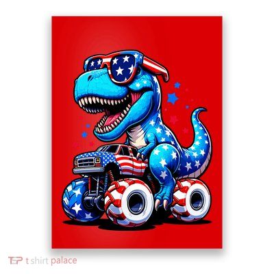 Patriotic T Rex Riding Monster Truck Poster