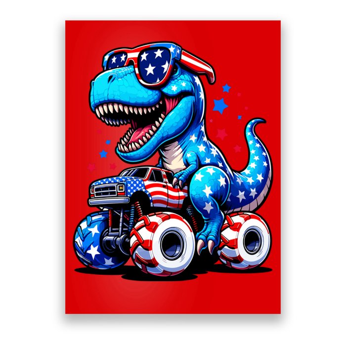 Patriotic T Rex Riding Monster Truck Poster