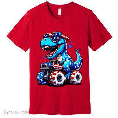 Patriotic T Rex Riding Monster Truck Premium T-Shirt