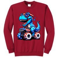 Patriotic T Rex Riding Monster Truck Tall Sweatshirt