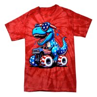 Patriotic T Rex Riding Monster Truck Tie-Dye T-Shirt