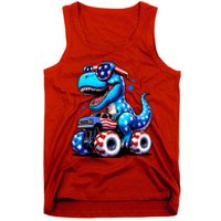 Patriotic T Rex Riding Monster Truck Tank Top