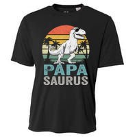 Papasaurus T Rex Dinosaur Papa Saurus Family Matching Hoodie Cooling Performance Crew T-Shirt