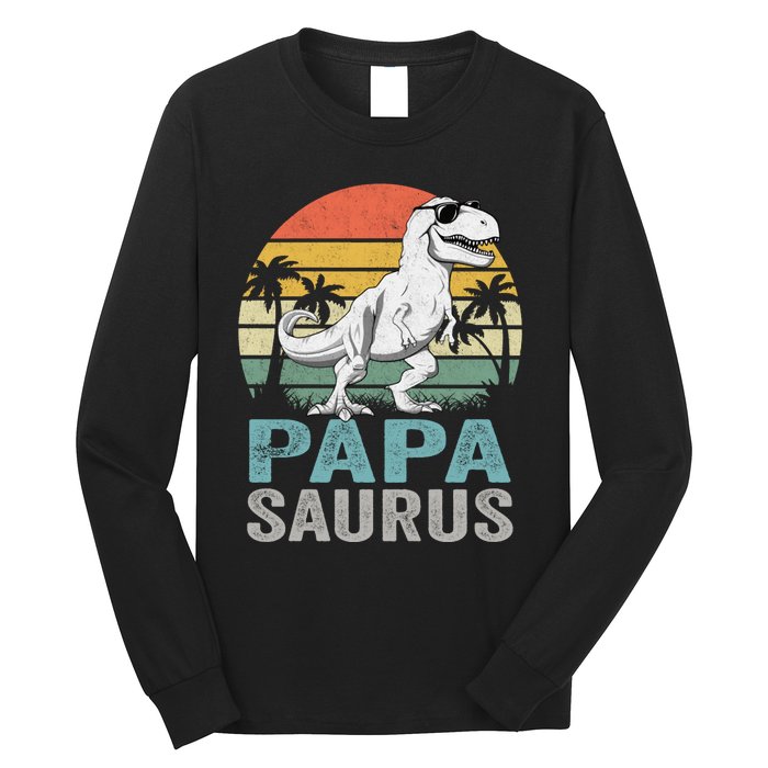 Papasaurus T Rex Dinosaur Papa Saurus Family Matching Hoodie Long Sleeve Shirt