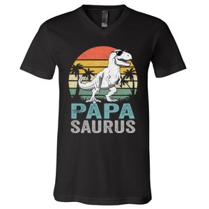 Papasaurus T Rex Dinosaur Papa Saurus Family Matching Hoodie V-Neck T-Shirt