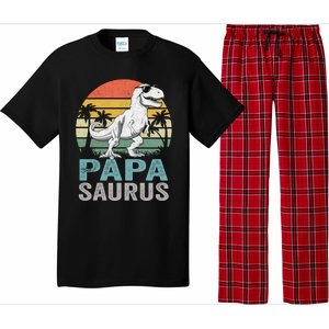 Papasaurus T Rex Dinosaur Papa Saurus Family Matching Hoodie Pajama Set