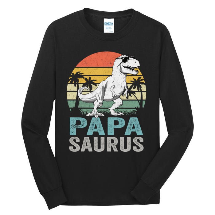 Papasaurus T Rex Dinosaur Papa Saurus Family Matching Hoodie Tall Long Sleeve T-Shirt