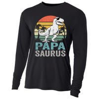 Papasaurus T Rex Dinosaur Papa Saurus Family Matching Hoodie Cooling Performance Long Sleeve Crew