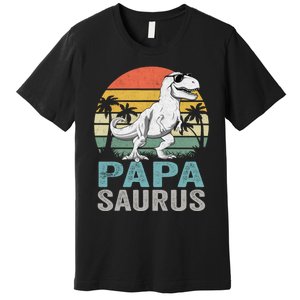 Papasaurus T Rex Dinosaur Papa Saurus Family Matching Hoodie Premium T-Shirt