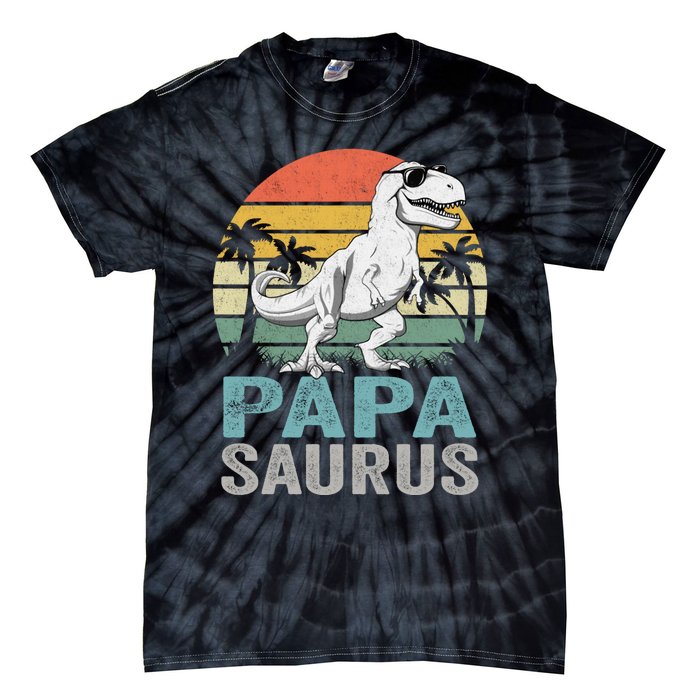 Papasaurus T Rex Dinosaur Papa Saurus Family Matching Hoodie Tie-Dye T-Shirt