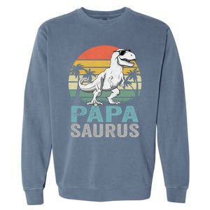 Papasaurus T Rex Dinosaur Papa Saurus Family Matching Hoodie Garment-Dyed Sweatshirt