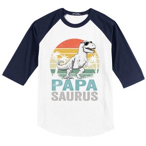 Papasaurus T Rex Dinosaur Papa Saurus Family Matching Hoodie Baseball Sleeve Shirt