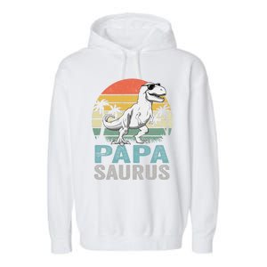 Papasaurus T Rex Dinosaur Papa Saurus Family Matching Hoodie Garment-Dyed Fleece Hoodie